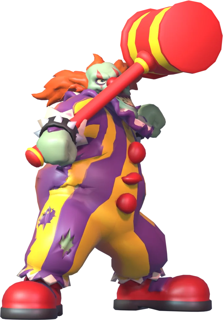 The Clown Zombie swinging his giant hammer