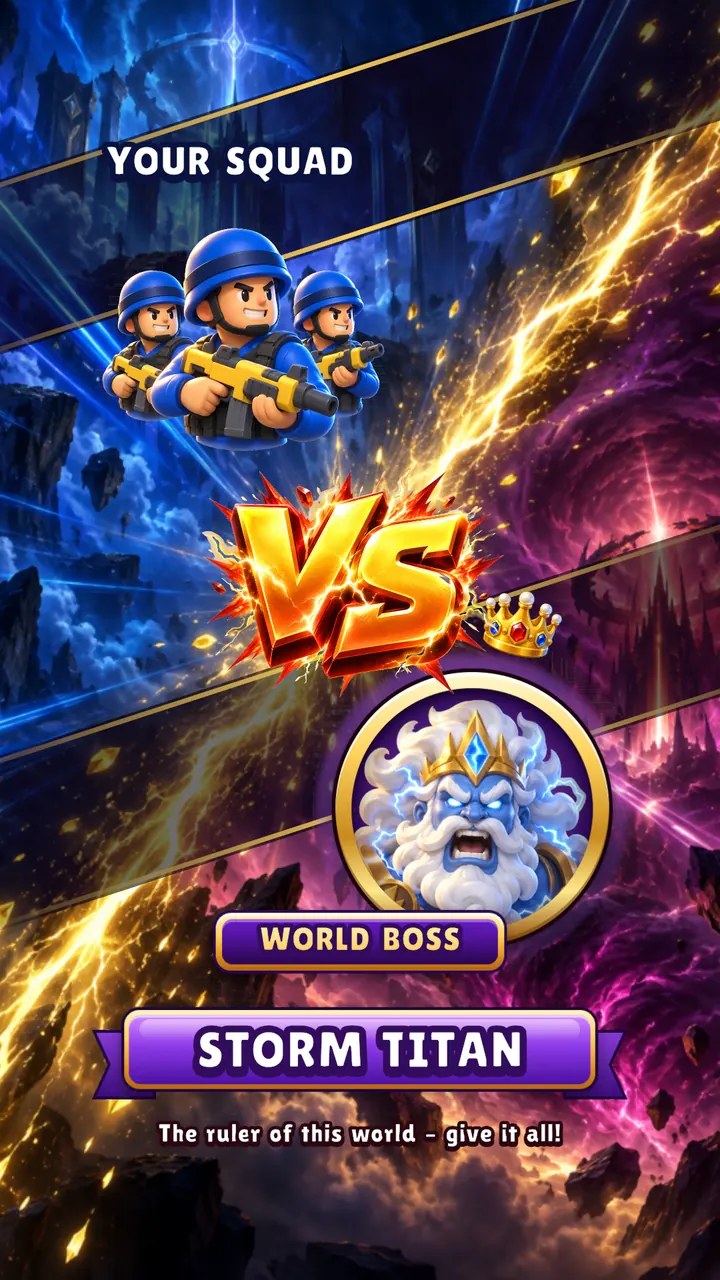 Before the duel: your squad against the world boss Storm Titan
